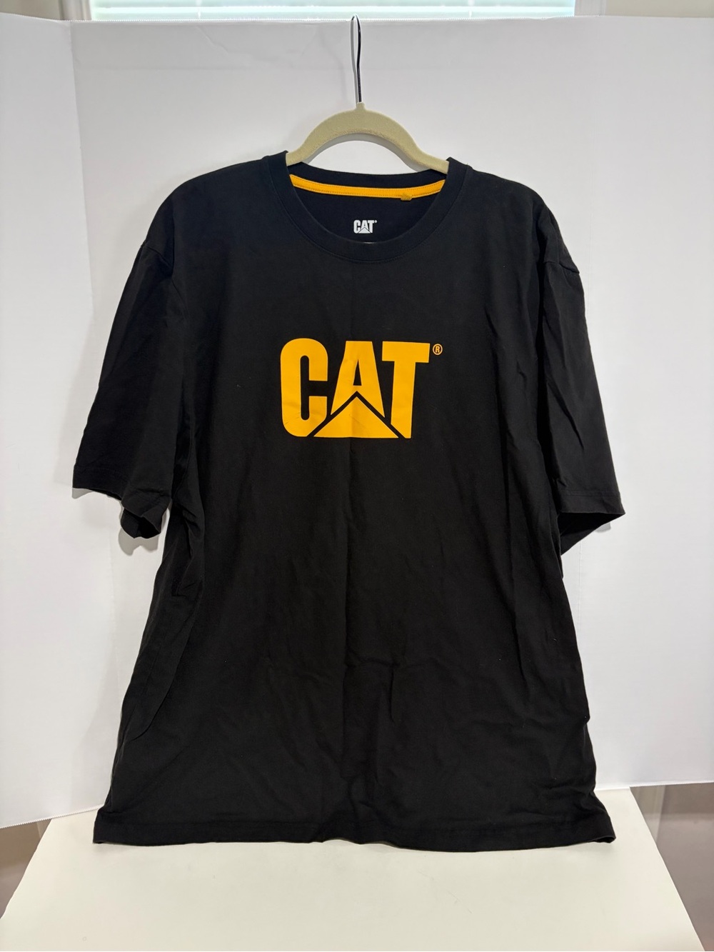 Caterpillar Black Tee with Yellow Logo - Men's Crew Shirt XXL